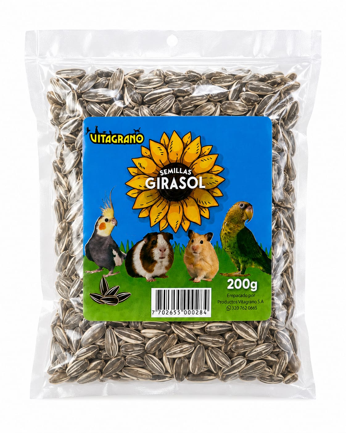 Semillas de Girasol Vitagrano Natural para Aves y Roedores 200 Gr